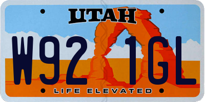 UT license plate W921GL
