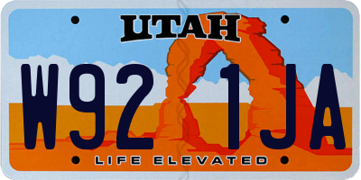 UT license plate W921JA