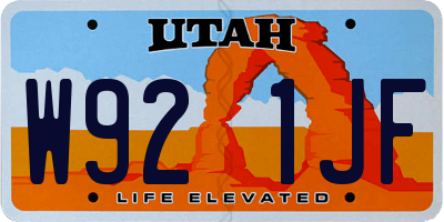 UT license plate W921JF