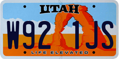 UT license plate W921JS