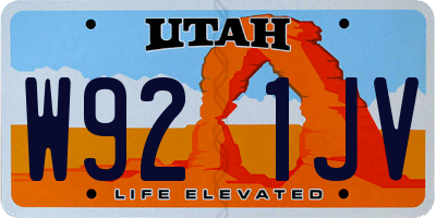 UT license plate W921JV