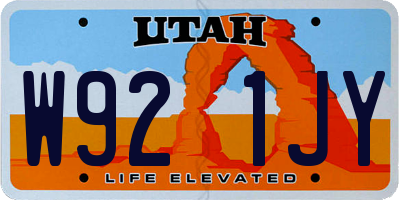 UT license plate W921JY