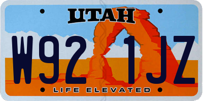 UT license plate W921JZ