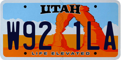 UT license plate W921LA