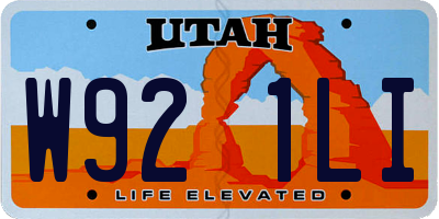 UT license plate W921LI