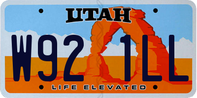 UT license plate W921LL