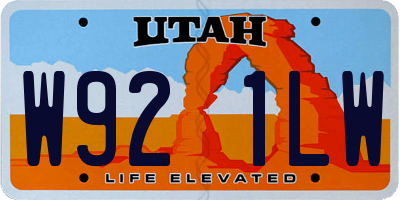 UT license plate W921LW
