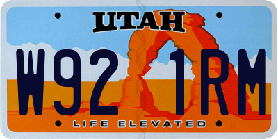 UT license plate W921RM