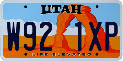 UT license plate W921XP