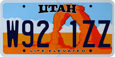 UT license plate W921ZZ