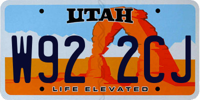 UT license plate W922CJ