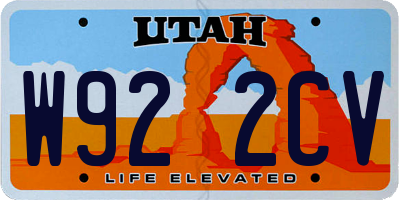 UT license plate W922CV