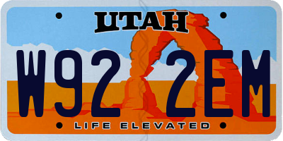 UT license plate W922EM
