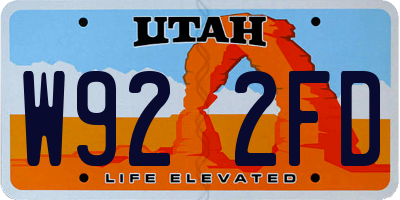 UT license plate W922FD