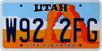 UT license plate W922FG