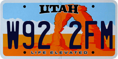 UT license plate W922FM