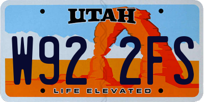 UT license plate W922FS