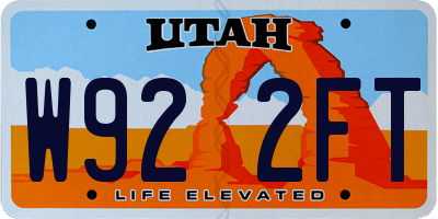 UT license plate W922FT