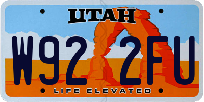 UT license plate W922FU