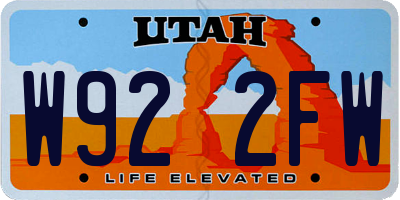 UT license plate W922FW