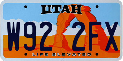 UT license plate W922FX