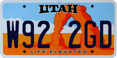 UT license plate W922GD