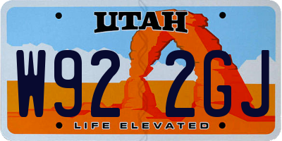 UT license plate W922GJ
