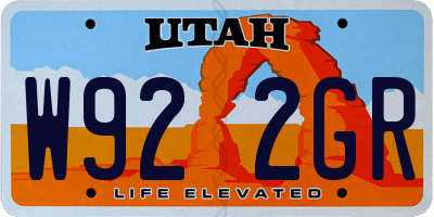UT license plate W922GR