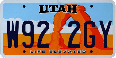 UT license plate W922GY