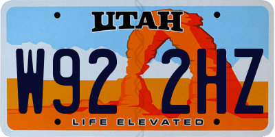 UT license plate W922HZ