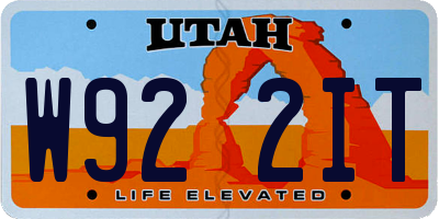 UT license plate W922IT