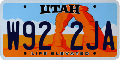 UT license plate W922JA