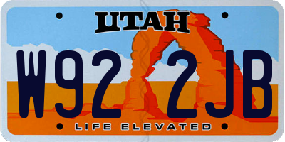 UT license plate W922JB
