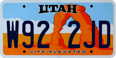 UT license plate W922JD