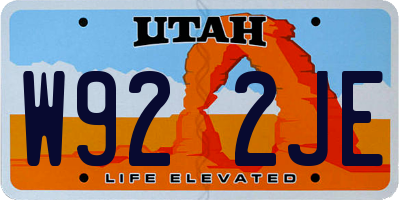 UT license plate W922JE