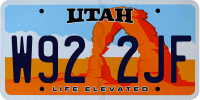 UT license plate W922JF