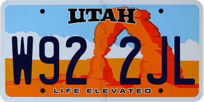 UT license plate W922JL