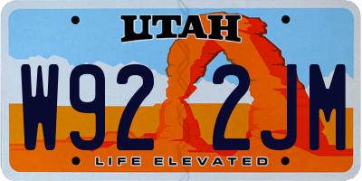 UT license plate W922JM