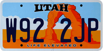 UT license plate W922JP