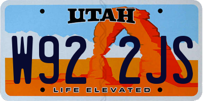 UT license plate W922JS