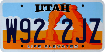 UT license plate W922JZ