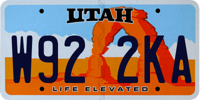 UT license plate W922KA