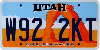 UT license plate W922KT