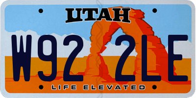 UT license plate W922LE