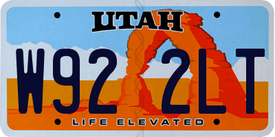UT license plate W922LT