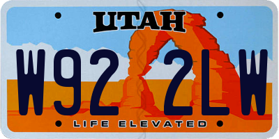 UT license plate W922LW
