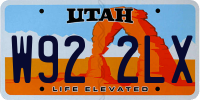 UT license plate W922LX