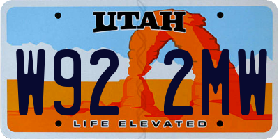 UT license plate W922MW