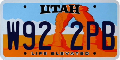 UT license plate W922PB
