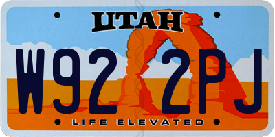 UT license plate W922PJ